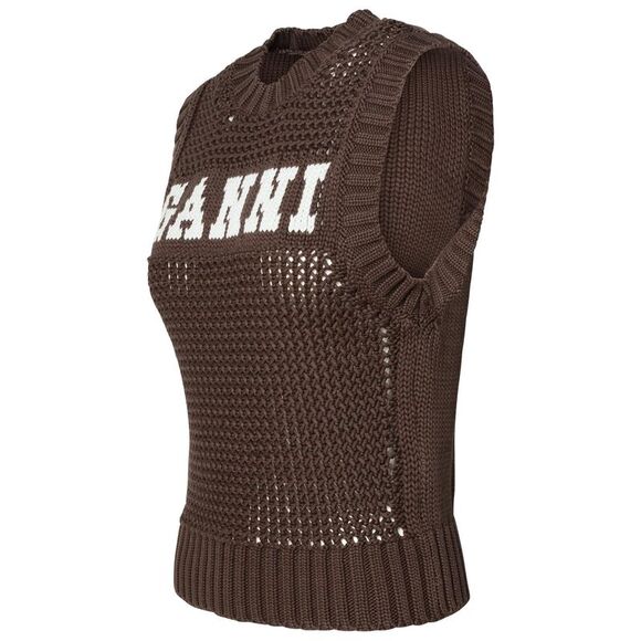 GANNI Brown Cotton Blend Vest - Picture 2 of 3